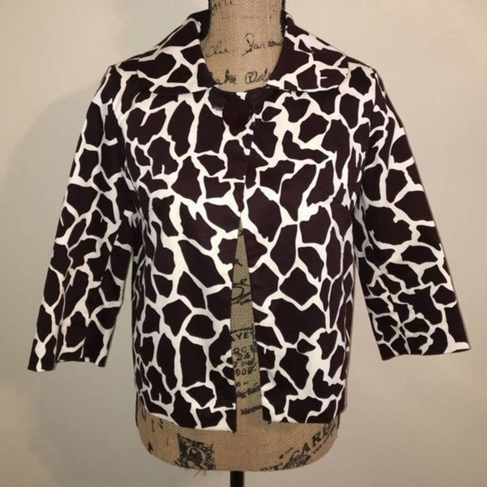 Moka Sport Animal Print Jacket Brown Cream S EUC - Picture 2 of 7